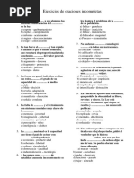 Ejercicios de Oraciones Incompletas 3