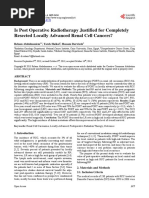 Is Post Operative Radiotherapy Justified For Completely Resected Locally Advanced Renal Cell Cancers? PDF