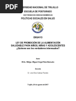 Análisis A La Ley de Promoción de La Alimentación Saludable - Perú