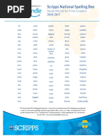 Spelling Bee Study Words by Grade