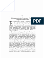 El Testamento de Francisco Pizarro Conquistador Del Peru