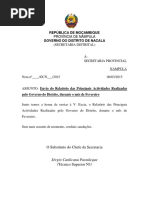 República de Moçambique Governo Do Distrito de Nacala: O Substituto Do Chefe Da Secretaria