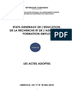 Gabon Etats Generaux Education Actes Adoptes