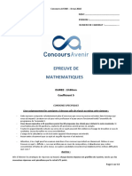 Concours AVENIR Mathematiques 2010