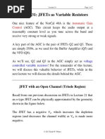 Lecture 31: Jfets As Variable Resistors: Automatic Gain Control