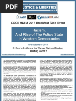 Racism and Rise of The Police State in Western Democracies 19 September 2017 OSCE HDIM Side Event