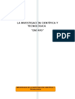 Ensayo Sobre La Investigacion Cientifica y Tecnologica