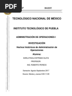 Hechos Históricos de La Administración de Las Operaciones