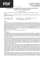 Problem-Based Learning Method: Secondary Education 10th Grade Chemistry Course Mixtures Topic