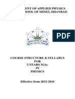 2yr MSC in Physics Course Structure and Content