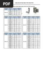 Cable Selection Table For Capacitor