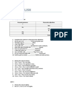 Real English: 1. Complete The Chart. Personal Pronouns Possessive Adjectives