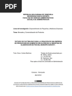 "Estudio de Factibilidad para La Creación de Una Empresa de Producción de Alimentos Sin Gluten en La Industria de Elaboración de Pan Del Municipio Baruta