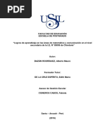 Logros de Aprendizaje en Las Áreas de Matemática y Comunicación en El Nivel Secundaria de La I.E. #89008 de Chimbote