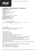 Dolutegravir Product Manager, HCP Marketing