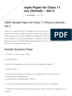 CBSE Sample Paper For Class 11 Physics (Solved) - Set C - AglaSem Schools