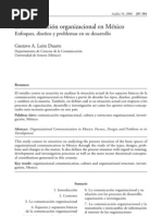 La Comunicacion Organizacional en Mexico, Enfoques, Diseños y Problemas en Su Desarrollo