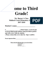 Welcome To Third Grade!: Ms. Burney's Class Mallard Creek Elementary School 2017-2018