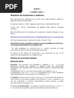 Sistemas de Ecuaciones Lineales y Matrices