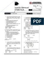 Examen Mensual Seleccion Secundaria RM Aritmertica