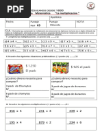 Prueba Matemática Multiplicaciones