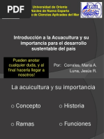 Charla 1. Importancia de La Acuicultura