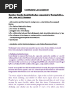 Constitutional Law Assignment Question: Describe Social Contract As Propounded by Thomas Hobbes, John Locke and J.J.Rousseur