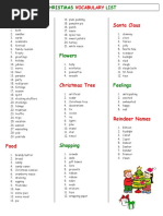 Christmas Vocabulary List PDF