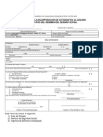 Formato para La Incorporación de Estudiantes Al Seguro Facultativo