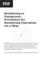 Procedure For Bunkering Operation On Ships