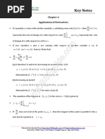 Key Notes: Chapter-6 Application of Derivatives