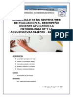 Desarrollo de Un Sistema Web de Evaluacion Al Desempeño Docente Aplicando La Metodologia XP y La Arquitectura Cliente - Servidor