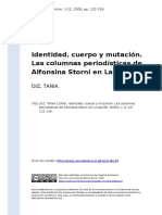 DIZ, TANIA (2006) - Identidad, Cuerpo y Mutacion. Las Columnas Periodisticas de Alfonsina Storni en La Nacion