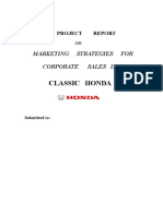 Classic Honda: Marketing Strategies For Corporate Sales in