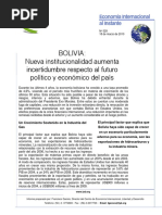 EII-529-Bolivia Nueva Institucionalidad Aumenta Incertidumbre Respecto Al Futuro Politico y Econo