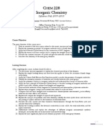 C 228 Inorganic Chemistry: Syllabus: Fall 2009-2010