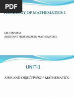 Pedagogy of Mathematics-1: Dr.P.Prabha Assistant Professor in Mathematics