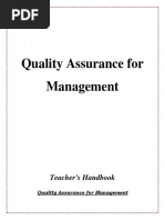 Quality Assurance For Management - Training Schedule and Outline