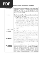 Summary of Revenue Regulations Pertaining To Income Tax