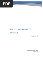 Fin: 3218 Corporate Finance: Assignment 1