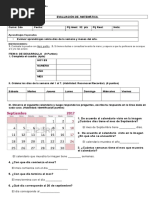 Evaluación Matemática Dia y Meses Del Año