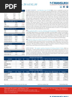 Report On Stock Market Outlook by Mansukh Investment 20aug, 2010