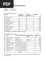 Earned Value Analysis Exercise: Author: Revision