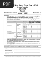 Fiitjee: Big Bang Edge Test - 2017 Class 10