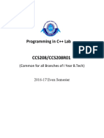 Programming in C++ - Lab Manual 2016-2017