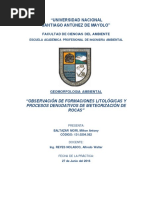 Observación de Formaciones Litológicas y Procesos Denudativos de Meteorización de Rocas