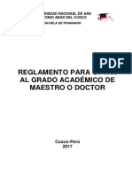 Reglamento para Optar Al Grado Academico de Maestro o Doctor UNSAAC