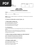 6º Basico Prueba La Energía Transformaciones y Transferencias Hoja Carta