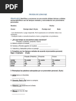 Prueba Tps Verbales Silabas Tonicas y Atonas