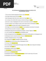 Bio of Shakespeare No Word Bank Test With Answers